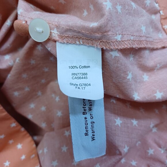 Madewell Wrap Top Star Scatter Coral Wrap Front Cotton Blouse Womens Medium - Picture 11 of 13